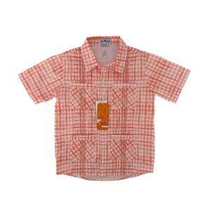 NWT Blue Quail Guayabera Orange White Check Short Sleeve Button-Up Shirt (7)